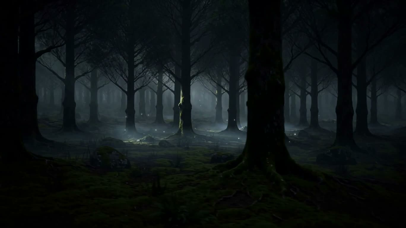 Lueur brumeuse dans la forêt profonde