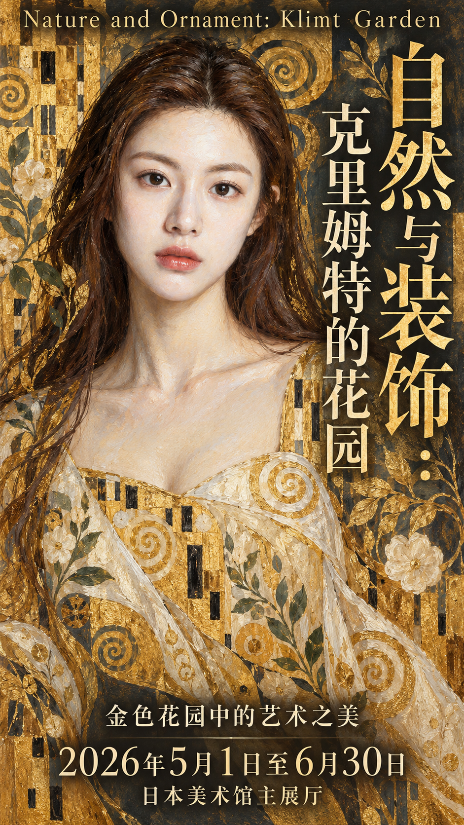 克里姆特灵感日式美术馆装饰艺术展览海报