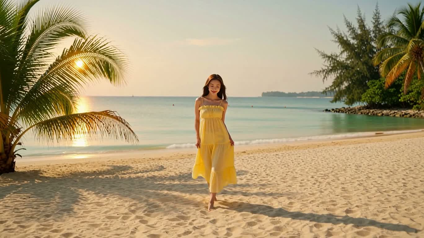 Dạo bước trên bãi biển hoàng hôn
