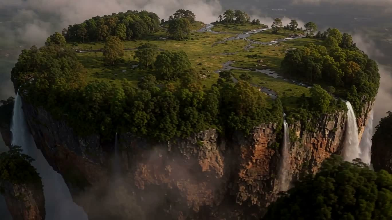 雲の滝の浮島 — AI video creation