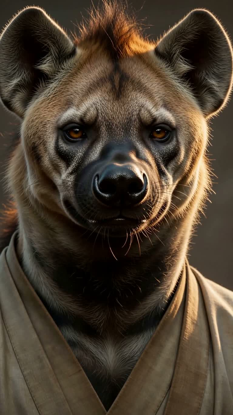Hyena Prince: Charcoal Fantasy Portrait — AI video creation