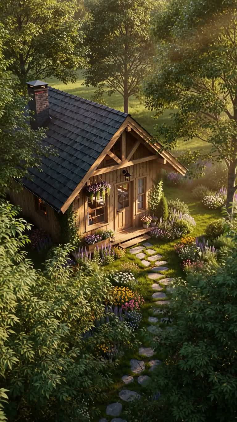 金色时分的森林小屋 — AI video creation