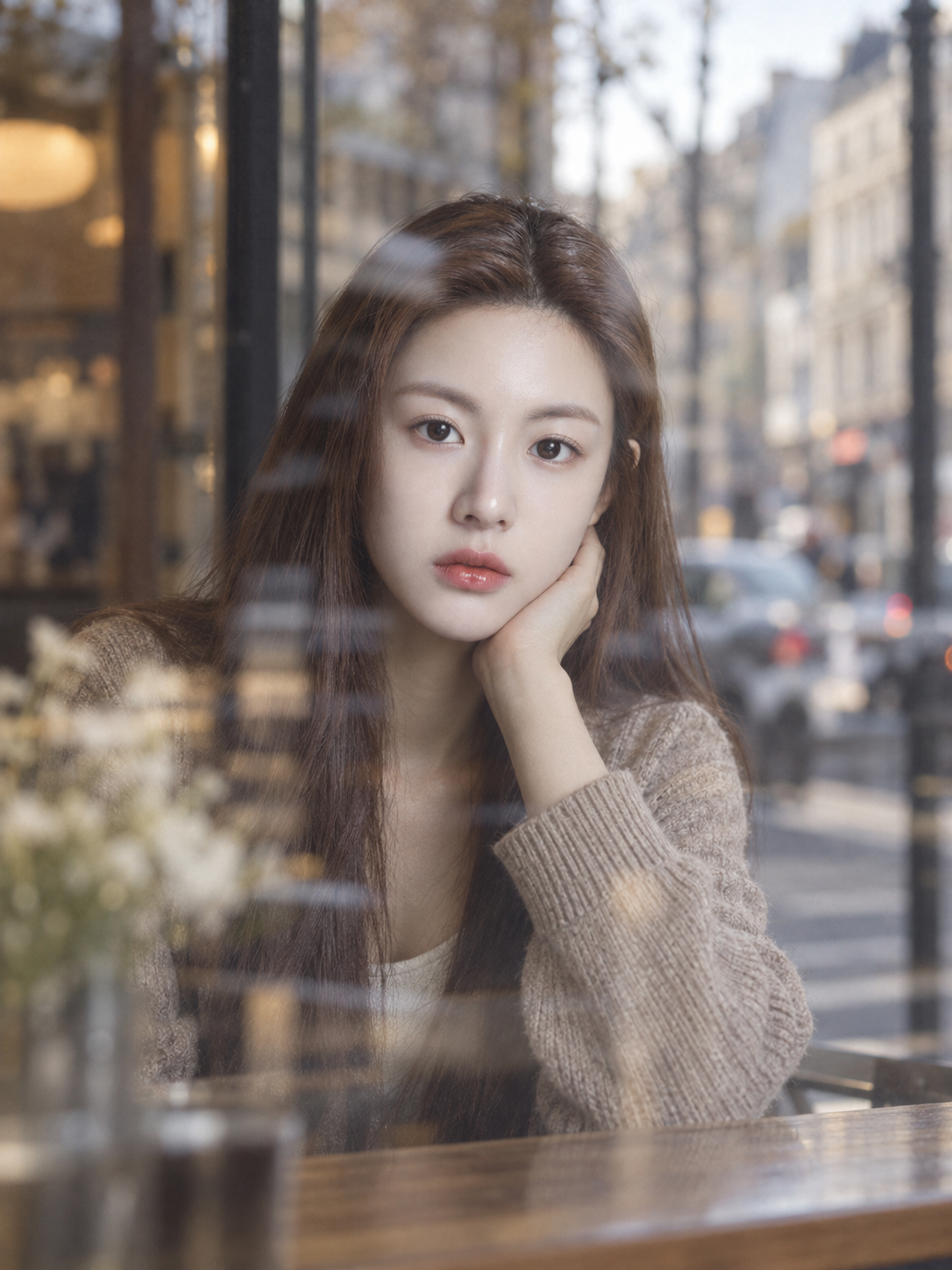 玻璃倒影中的分层纪实人像 — AI image creation