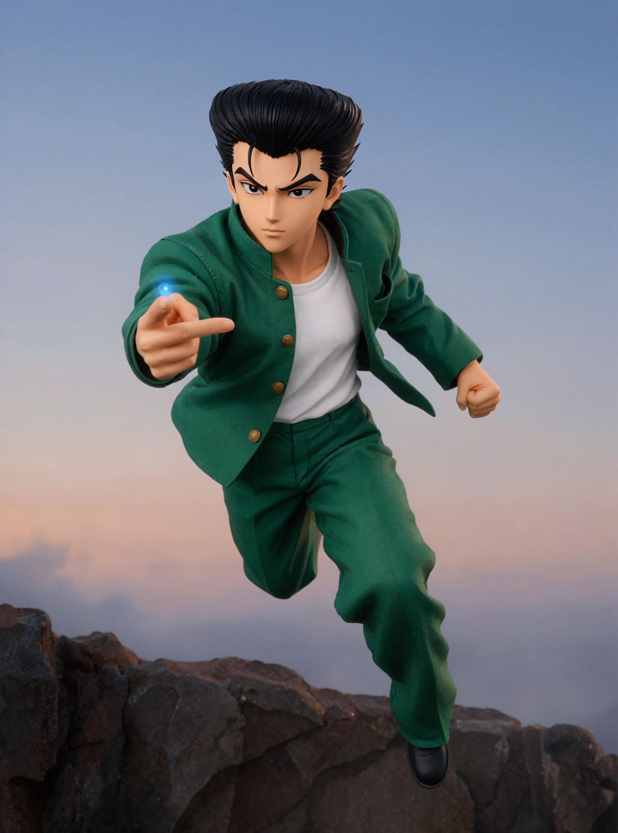 Yusuke Urameshi : bondissant à travers les nuages à l'aube