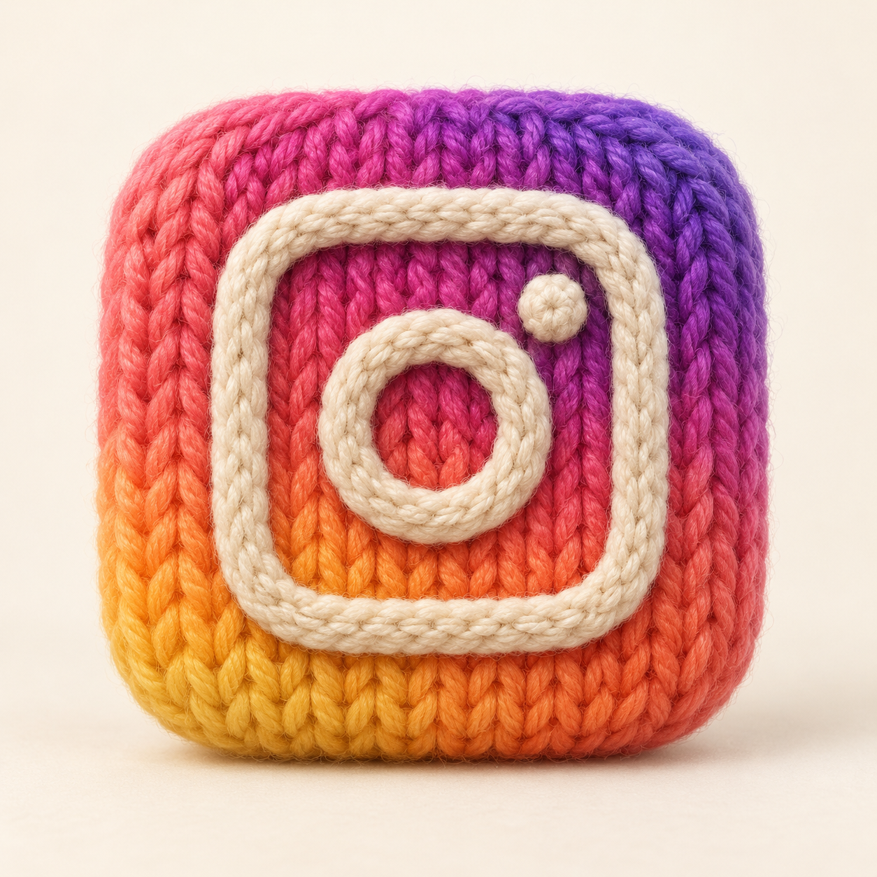 Значок Instagram из градиентной вязаной шерсти