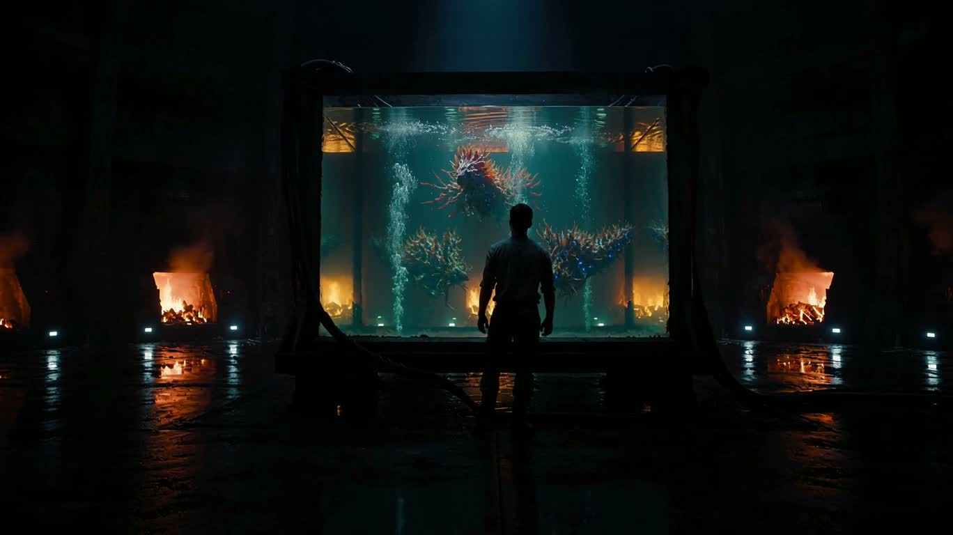 异形水槽前的黑暗对话 — AI video creation