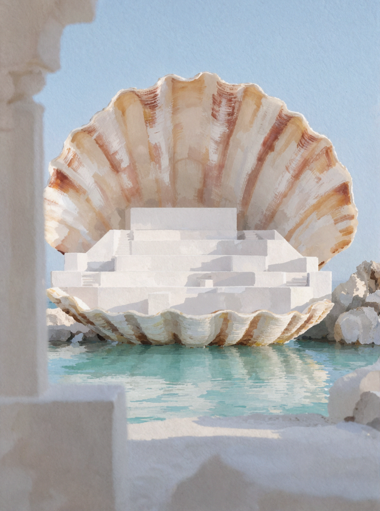 Théâtre de la Coquille de Perle · Peinture épaisse d'album — AI image creation