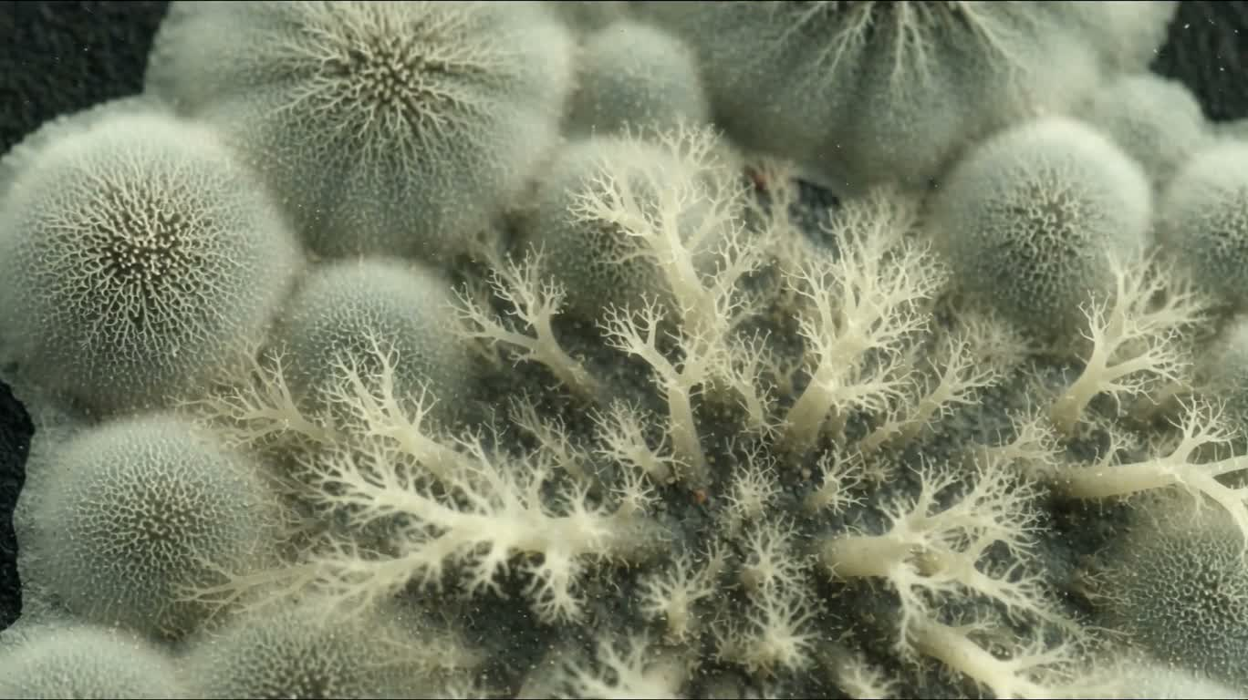 Microscopic Growth of Mold Colonies