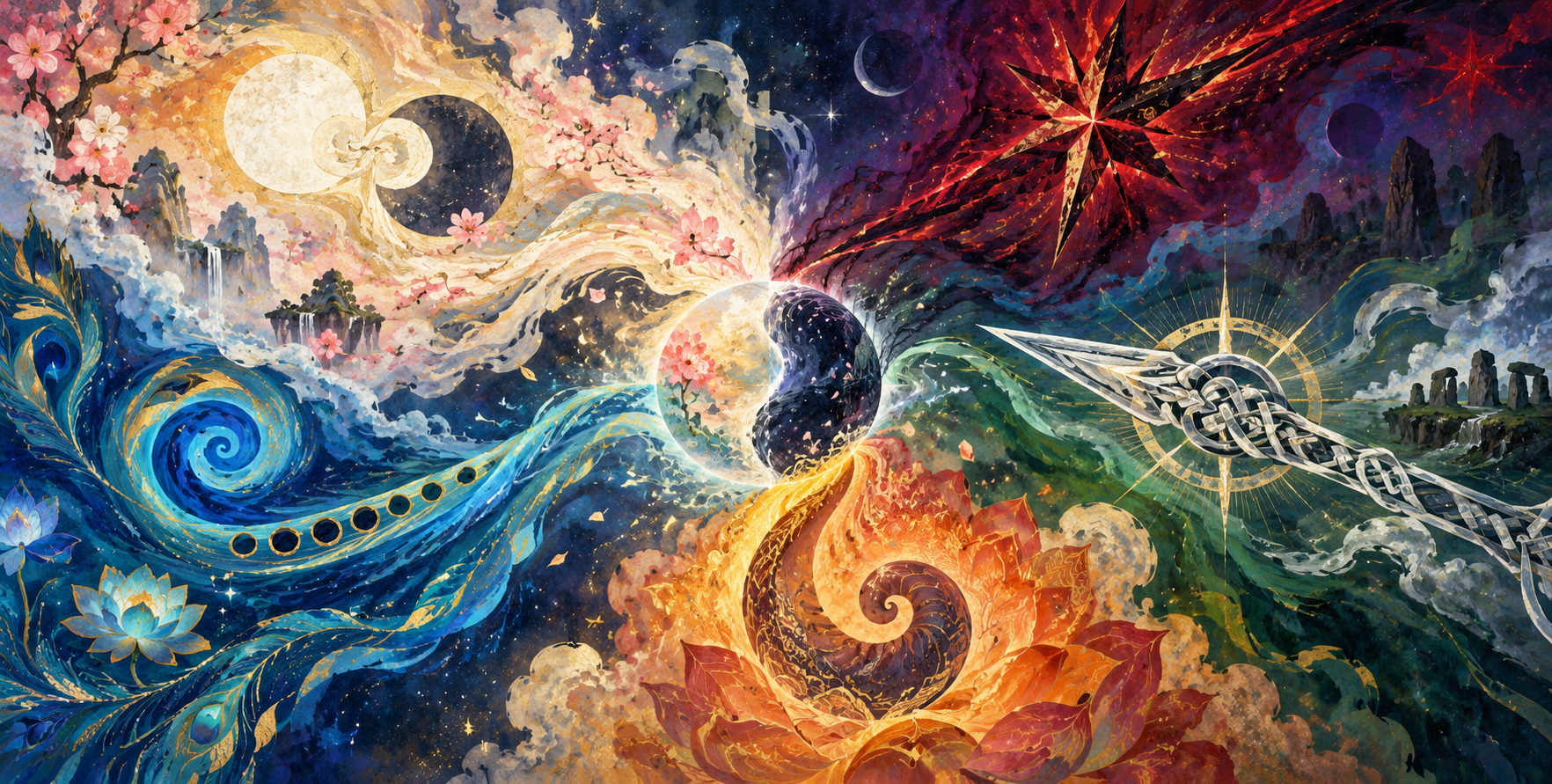 神话意象交织的梦境星海 — AI image creation