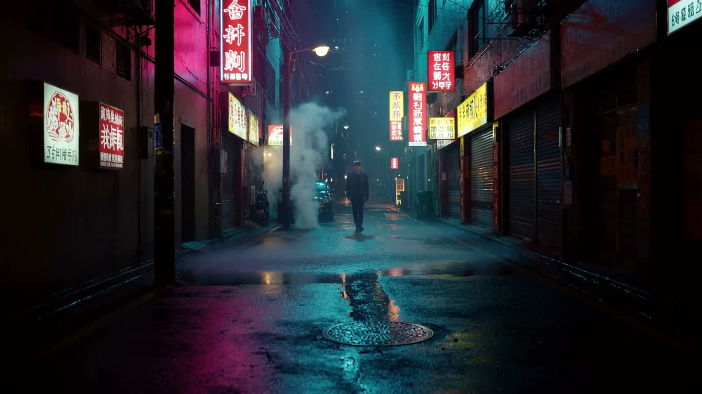Neon Rain Alley — AI video creation