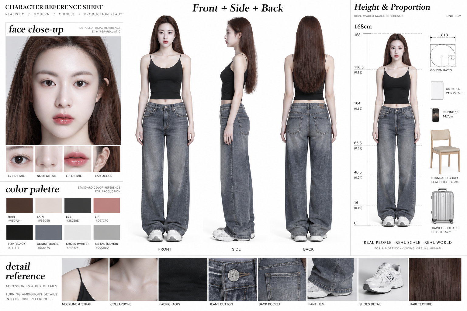 超写实国风角色三视图设定 — AI image creation
