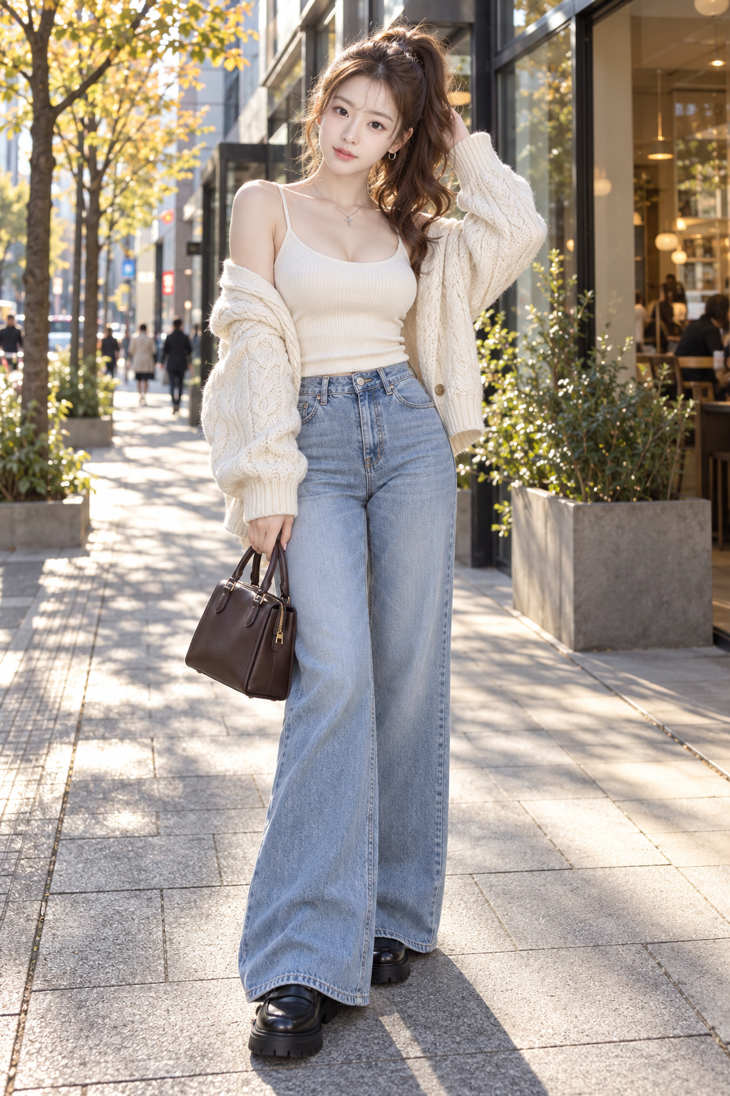 成年女性日本秋季街头穿搭 — AI image creation