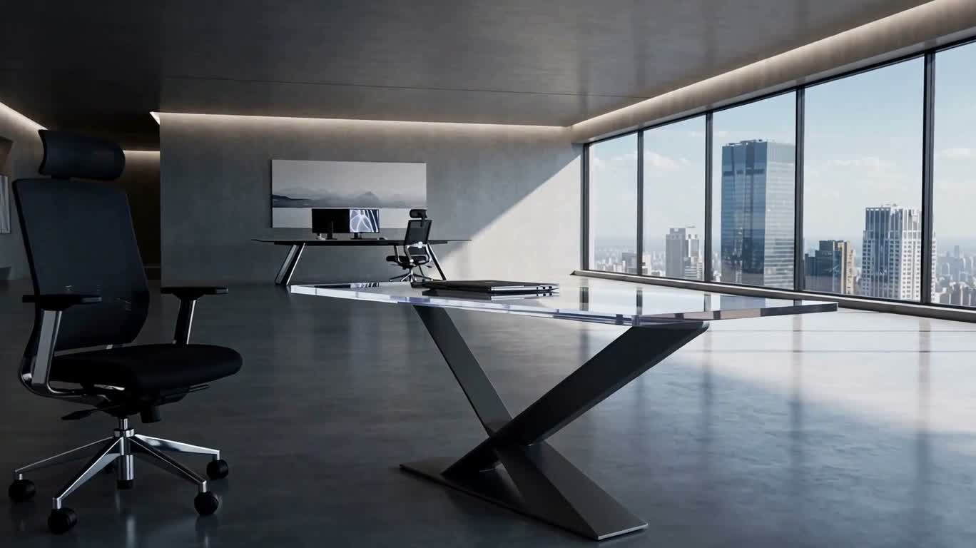 未来办公空间中的超薄笔记本揭示 — AI video creation