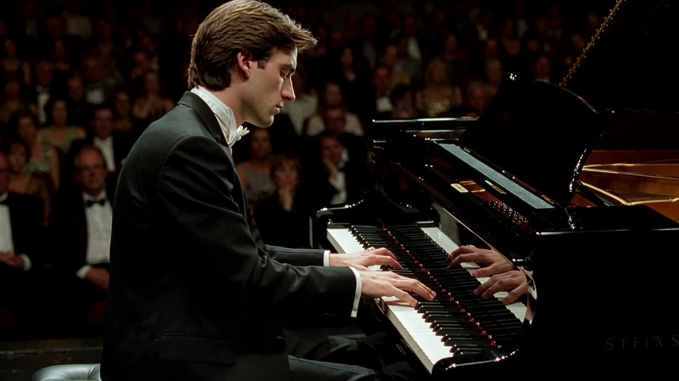 Piano en robe noire — AI video creation