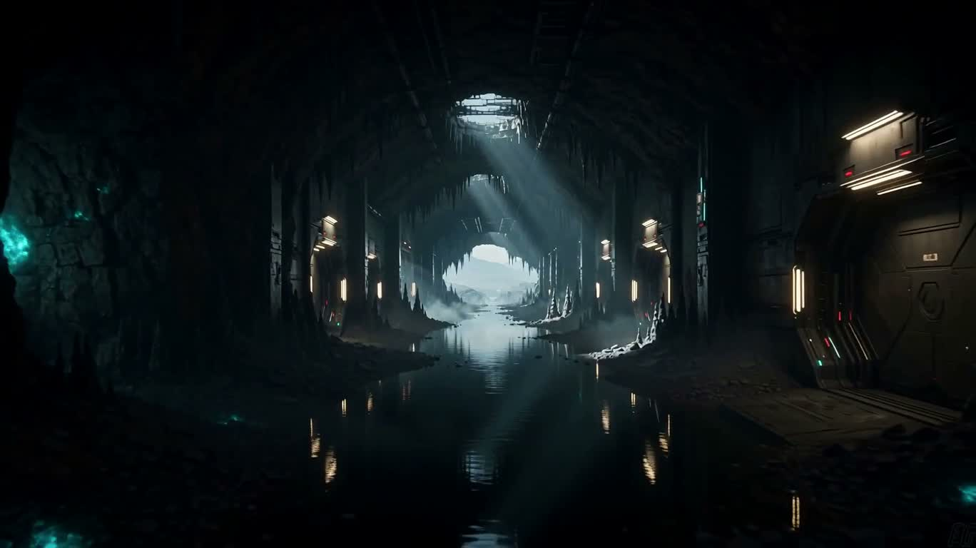 废弃工业异星水 cavern — AI video creation