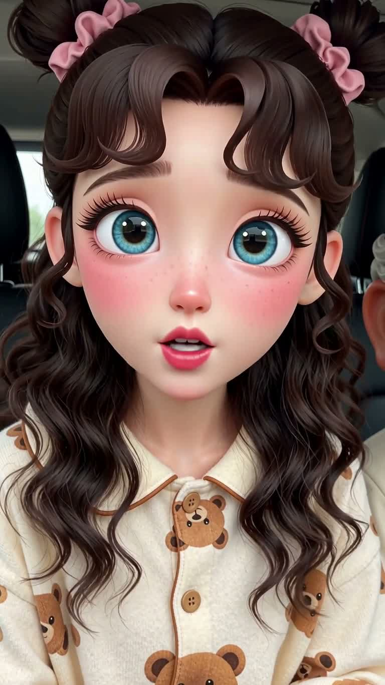 车内女孩与爷爷的夸张表情互动