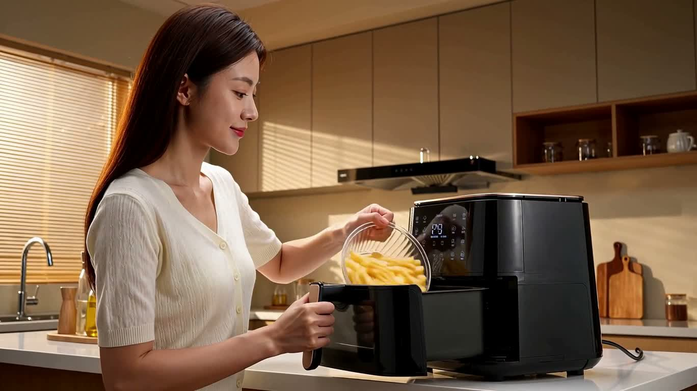 智能空气炸锅美食广告 — AI video creation