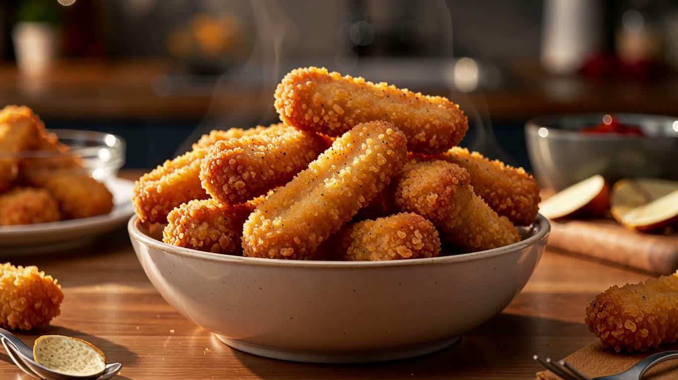 金黄鸡柳酥脆风味广告