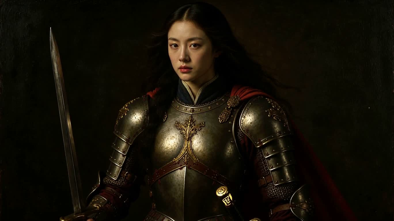 暗黑超现实文艺复兴女战士肖像