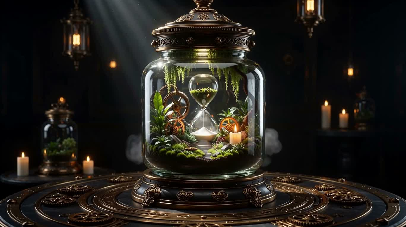 Fantasy Botanical Garden in a Steampunk Glass Jar