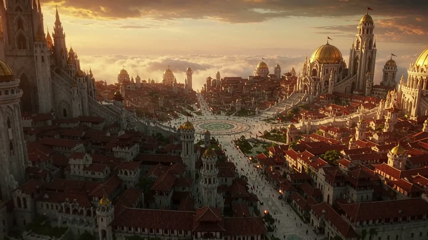 Cité flottante au-dessus de la mer de nuages