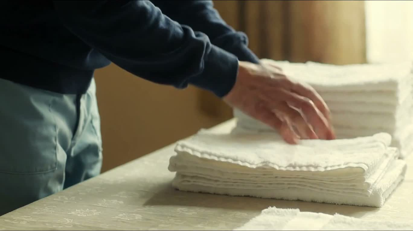 Folding Towels in Warm Light — AI video creation