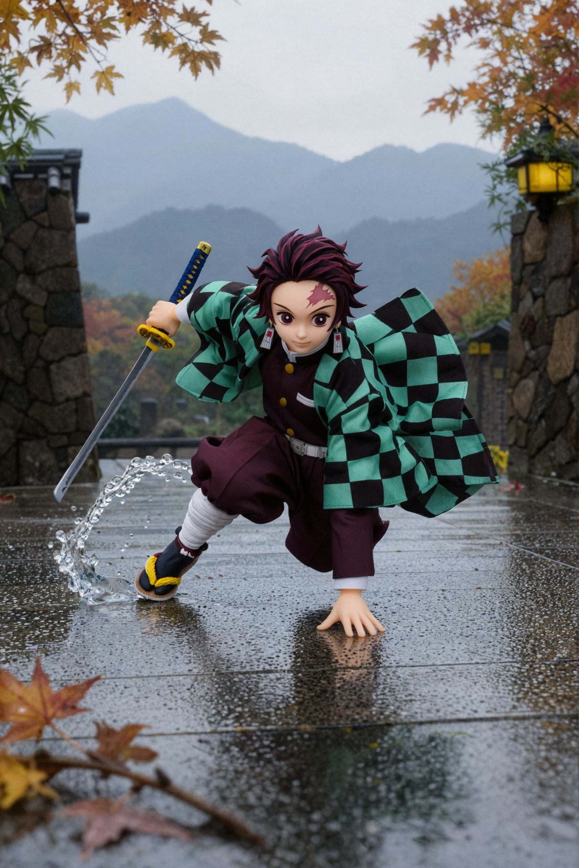 灶门炭治郎 · 雨巷滑步 · 大画幅肖像 — AI image creation