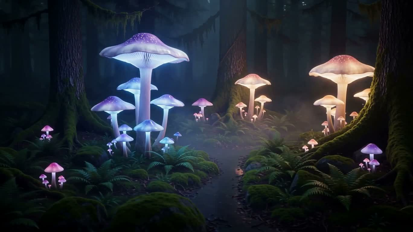 Forêt de champignons lumineux