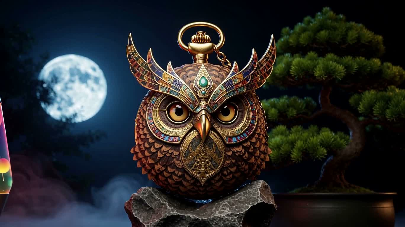 Steampunk Aztec Owl Pocket Watch