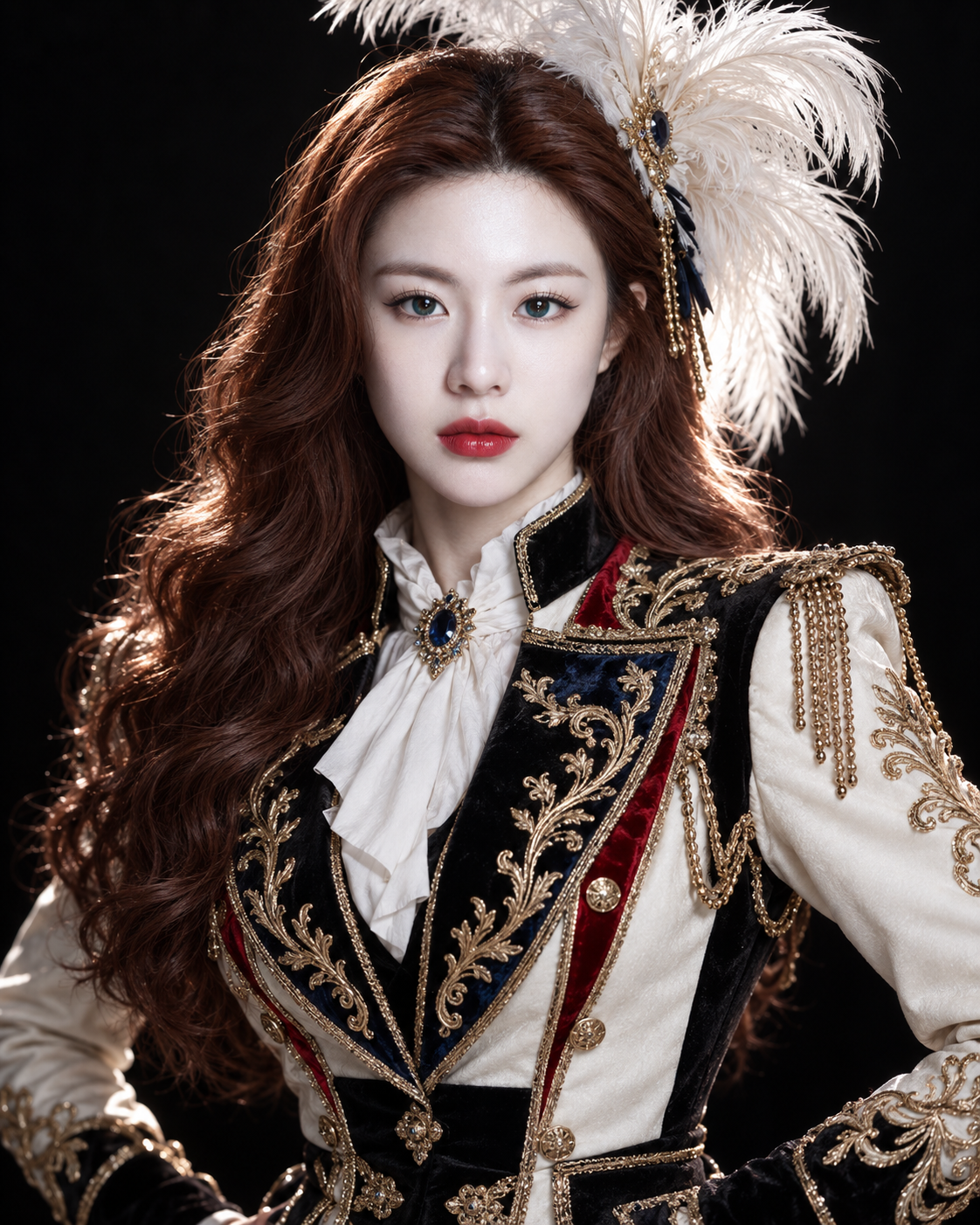 新巴洛克风格成年歌舞剧场表演者的极致光影肖像 — AI image creation