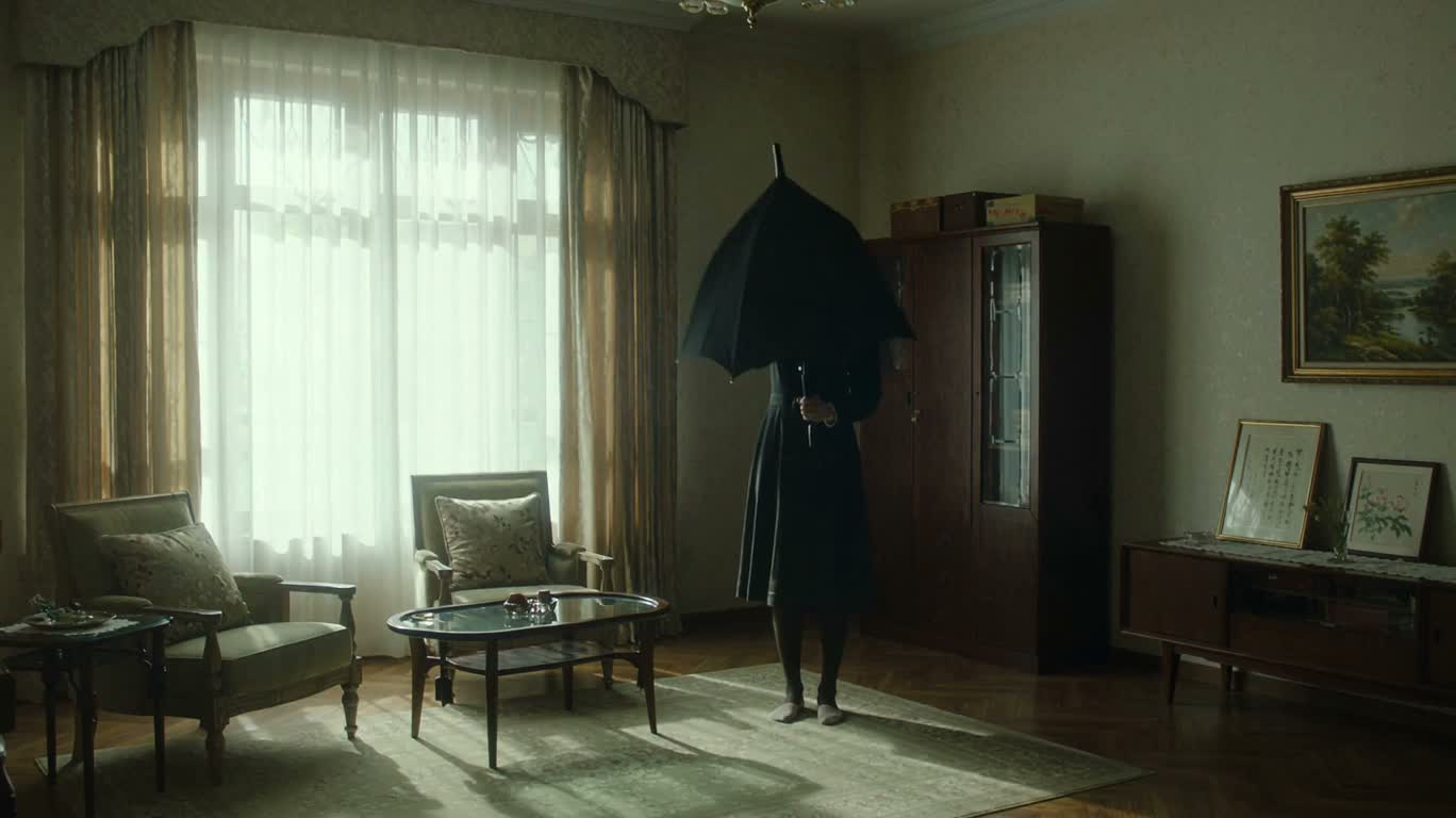 室内伞下花雨 — AI video creation