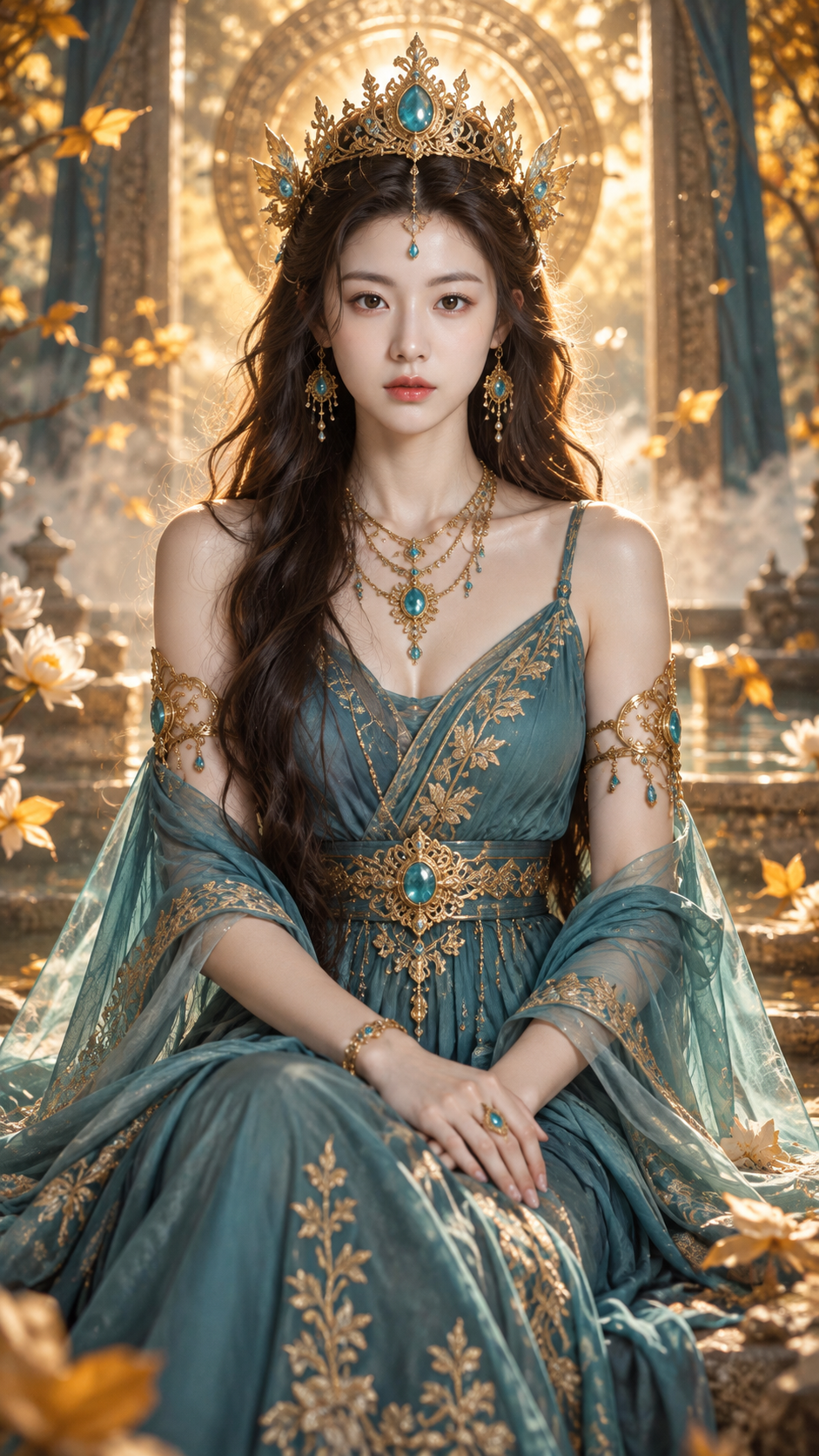 超写实电影感光影下的奢华神话女神 — AI image creation