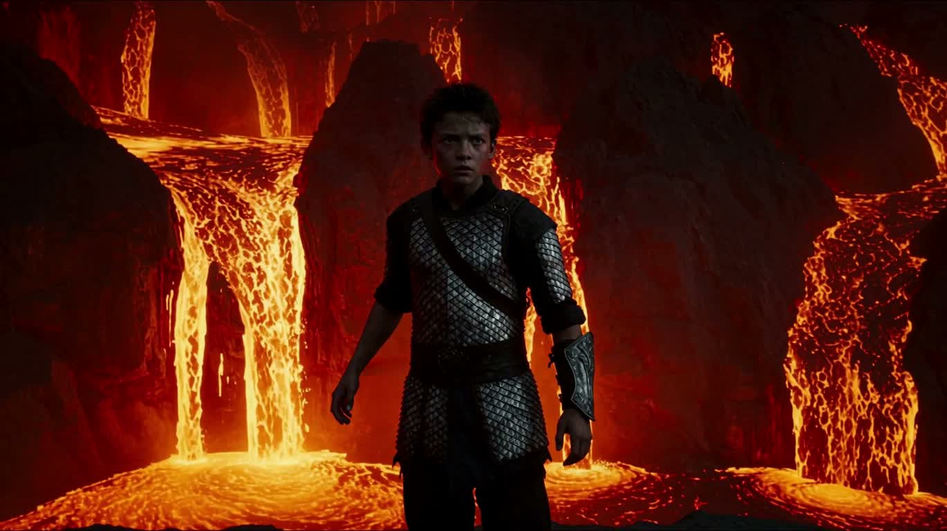 Dragon-Scaled Boy in a Volcanic Lava Cave — AI video creation