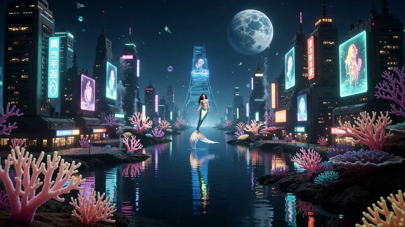 Nàng tiên cá vực thẳm neon — AI video creation