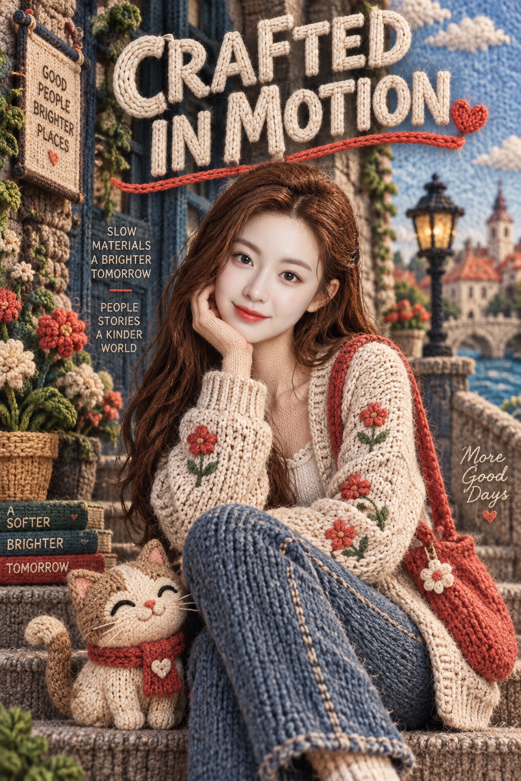 创意针织羊毛纹理定格动画风海报 — AI image creation