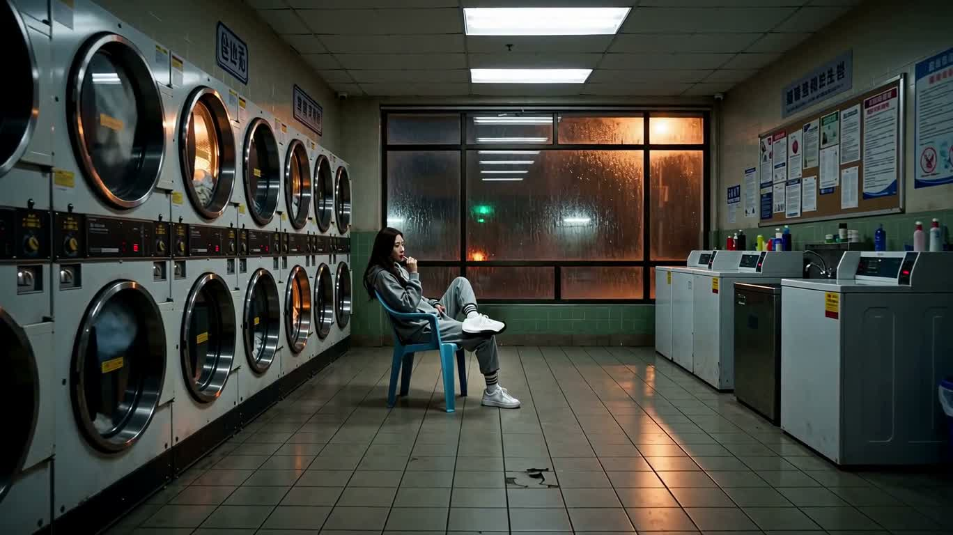洗衣店里的蓝甲觉醒 — AI video creation