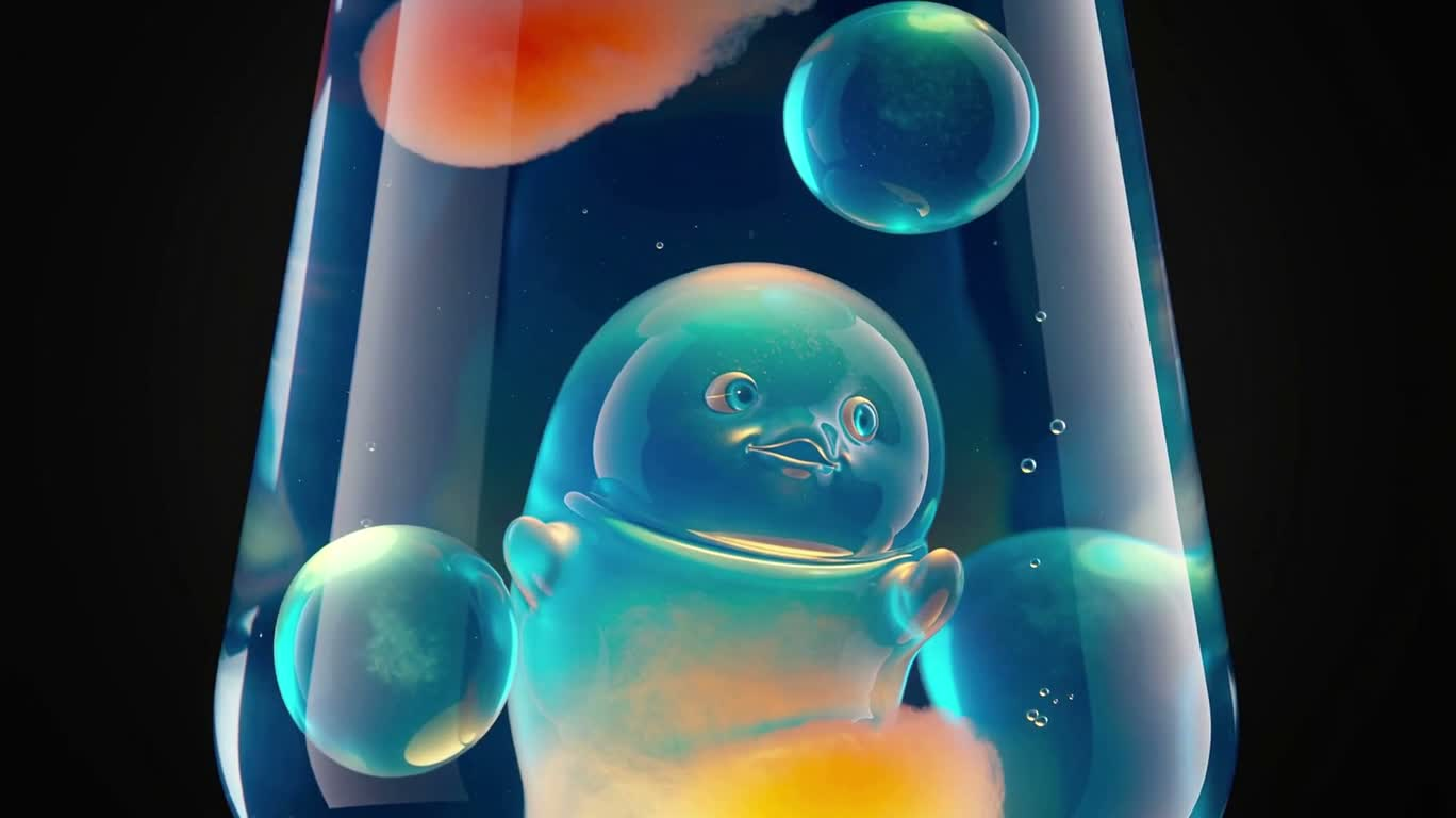 熔岩灯中的发光果冻生物