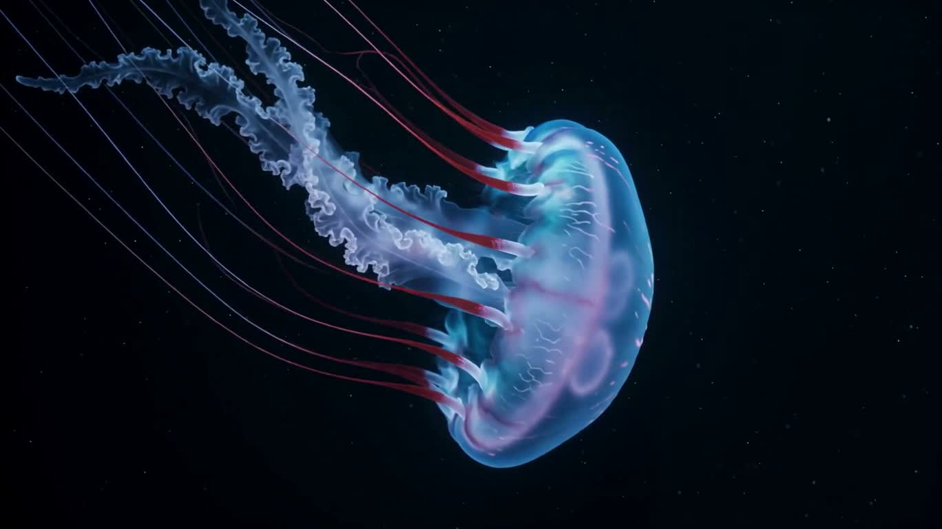 Méduses lumineuses dans des eaux bleu profond