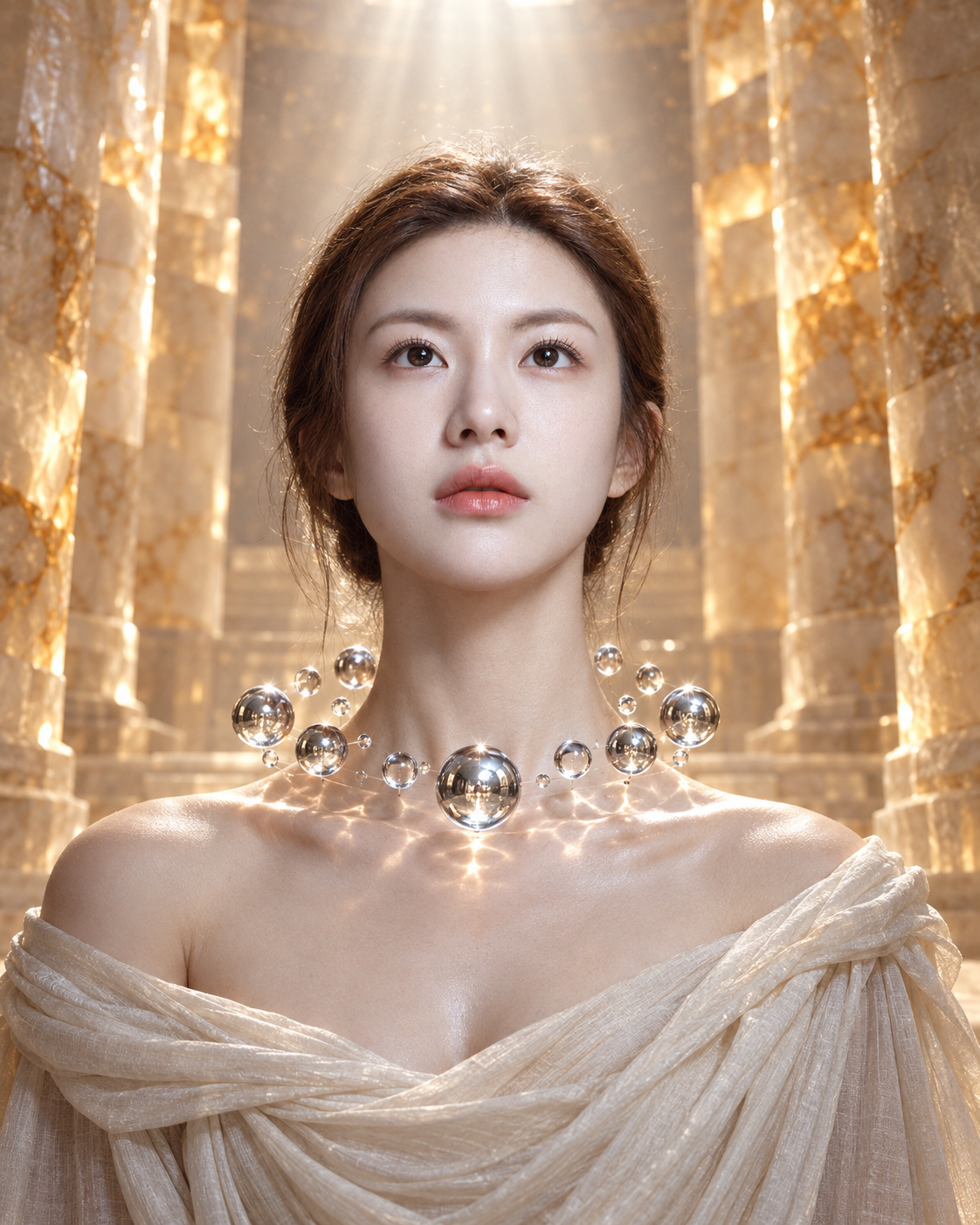悬浮水银环绕的神谕肖像 — AI image creation