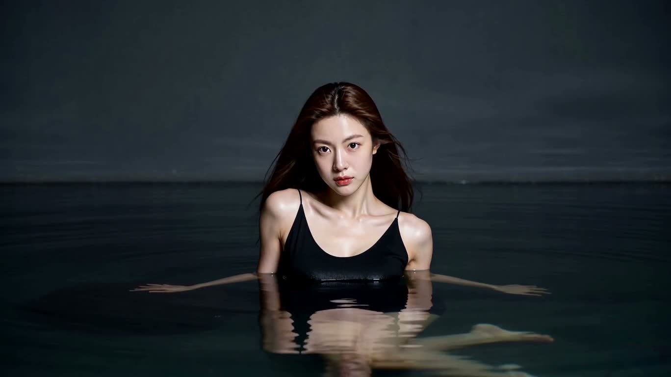 湖畔に輝くファッションポートレート