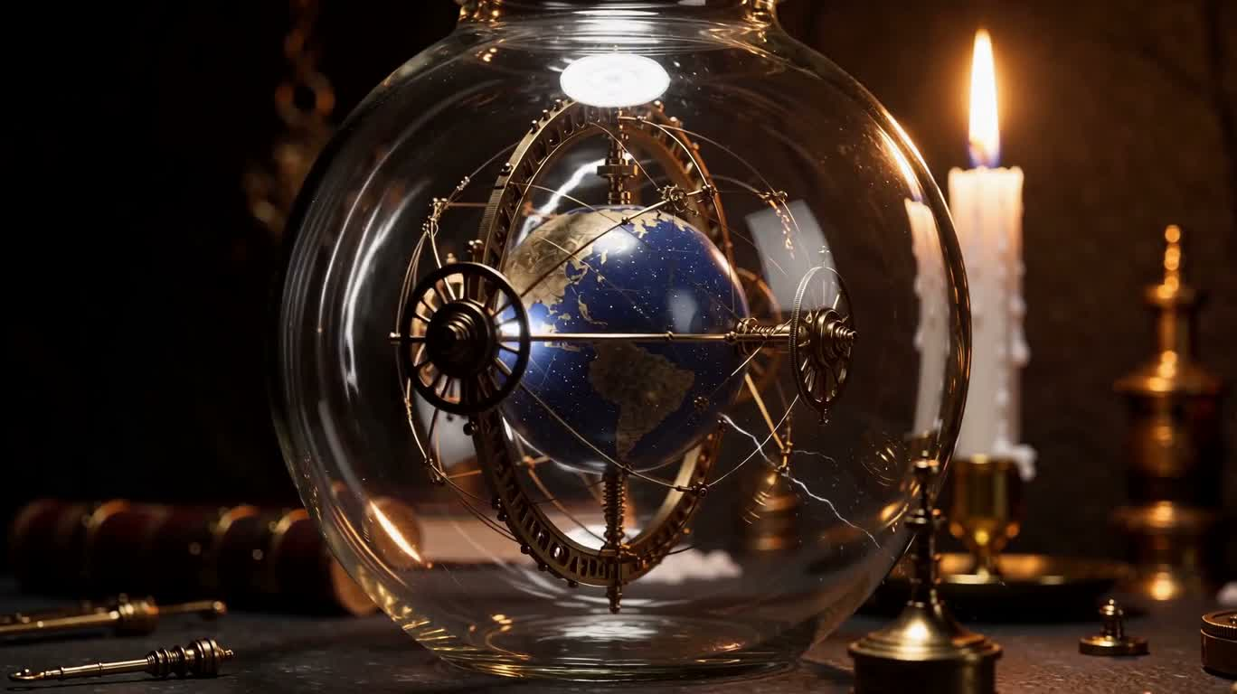 Steampunk Stargate Astrolabe in a Glass Bottle