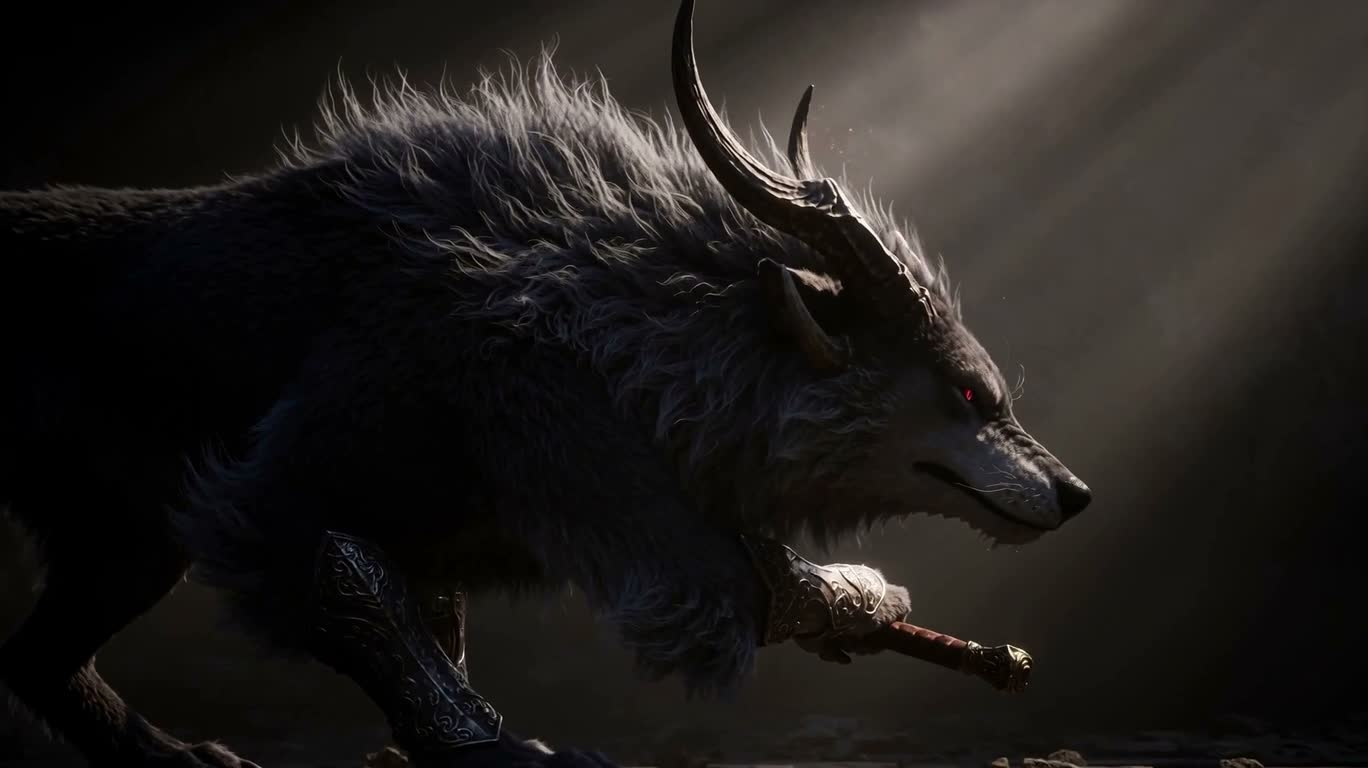 Crimson Flame Dragon-Horned Wolf King — AI video creation
