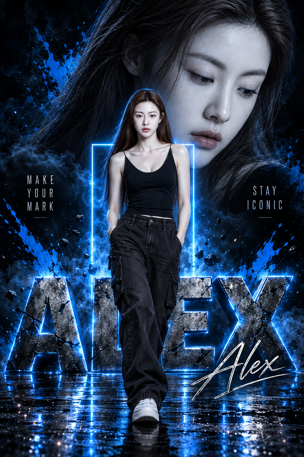 电影感名人时尚海报高级设计提示词 — AI image creation