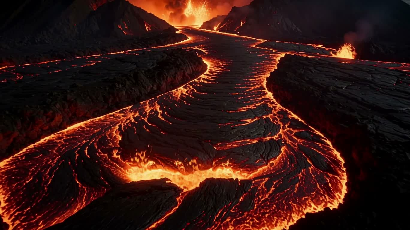 夜幕火山雷暴 — AI video creation