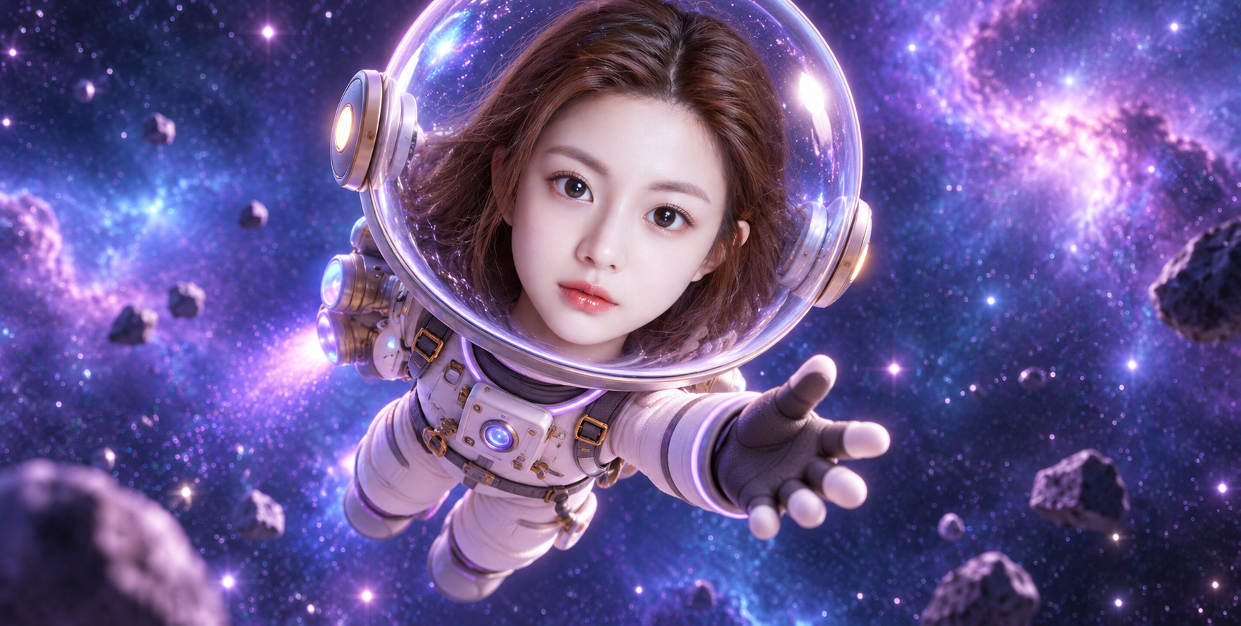 星云中的3D宇航员漫画头像