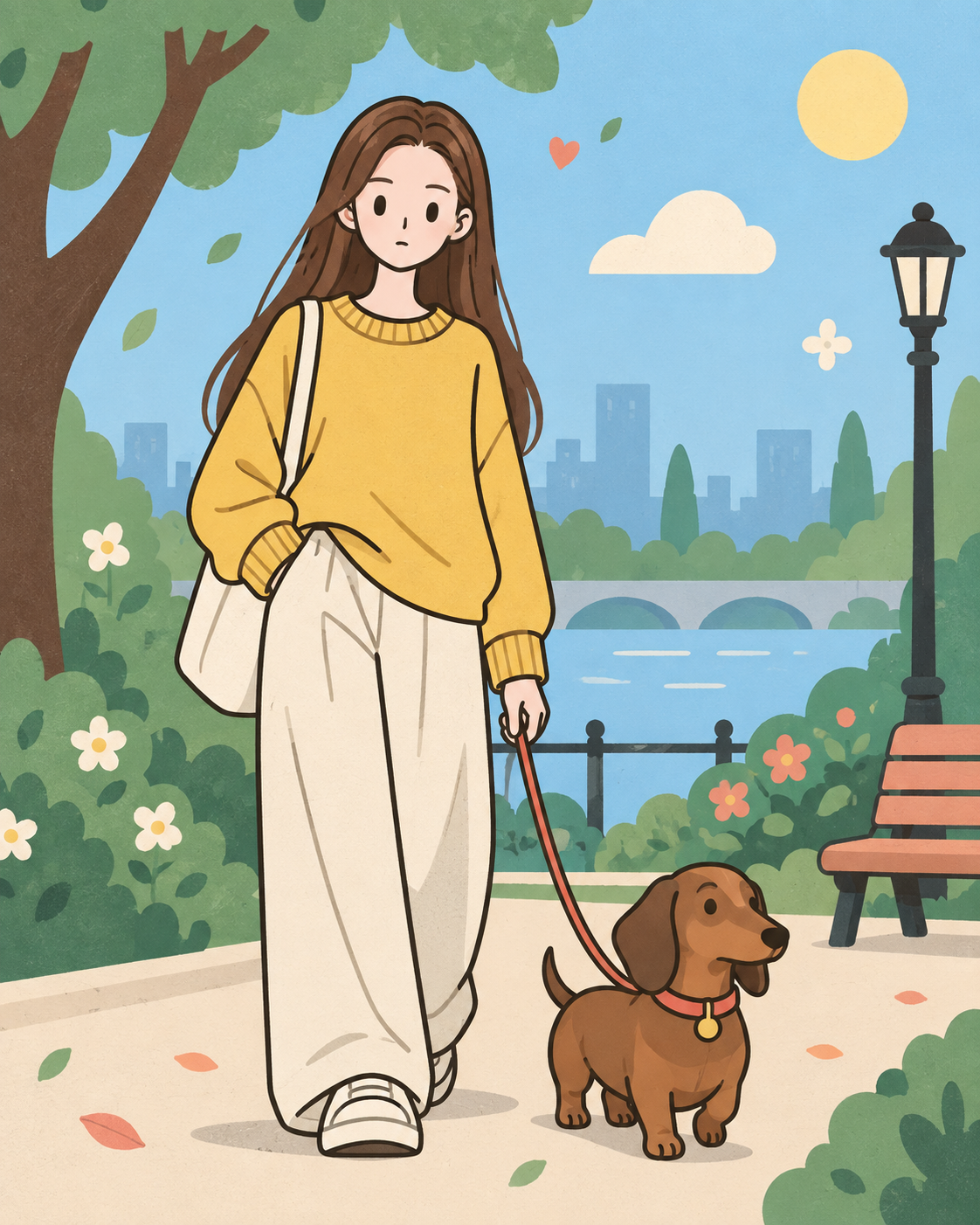 俏皮扁平矢量人宠海报插画 — AI image creation