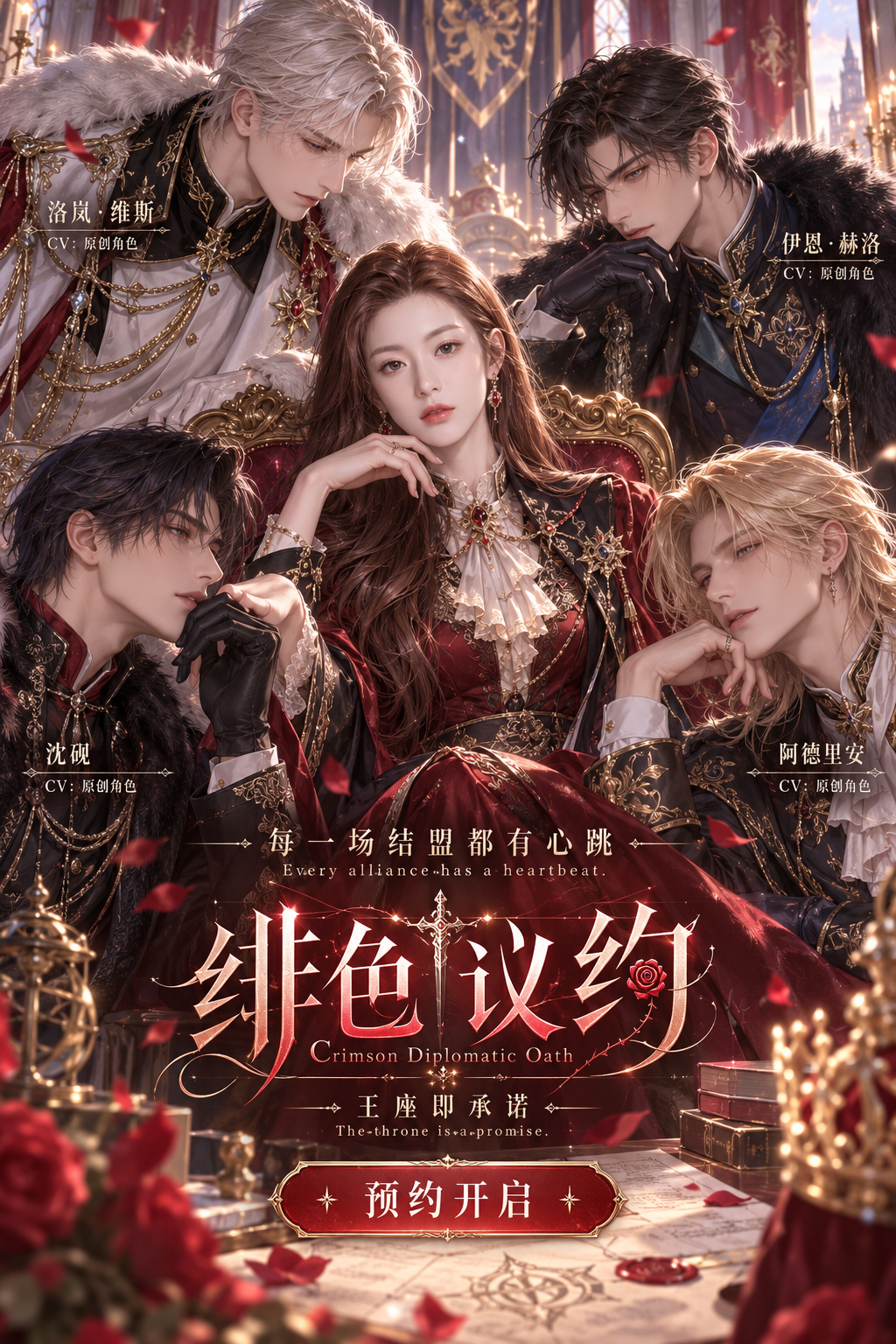 权谋与恋爱的原创乙女游戏主视觉海报 — AI image creation