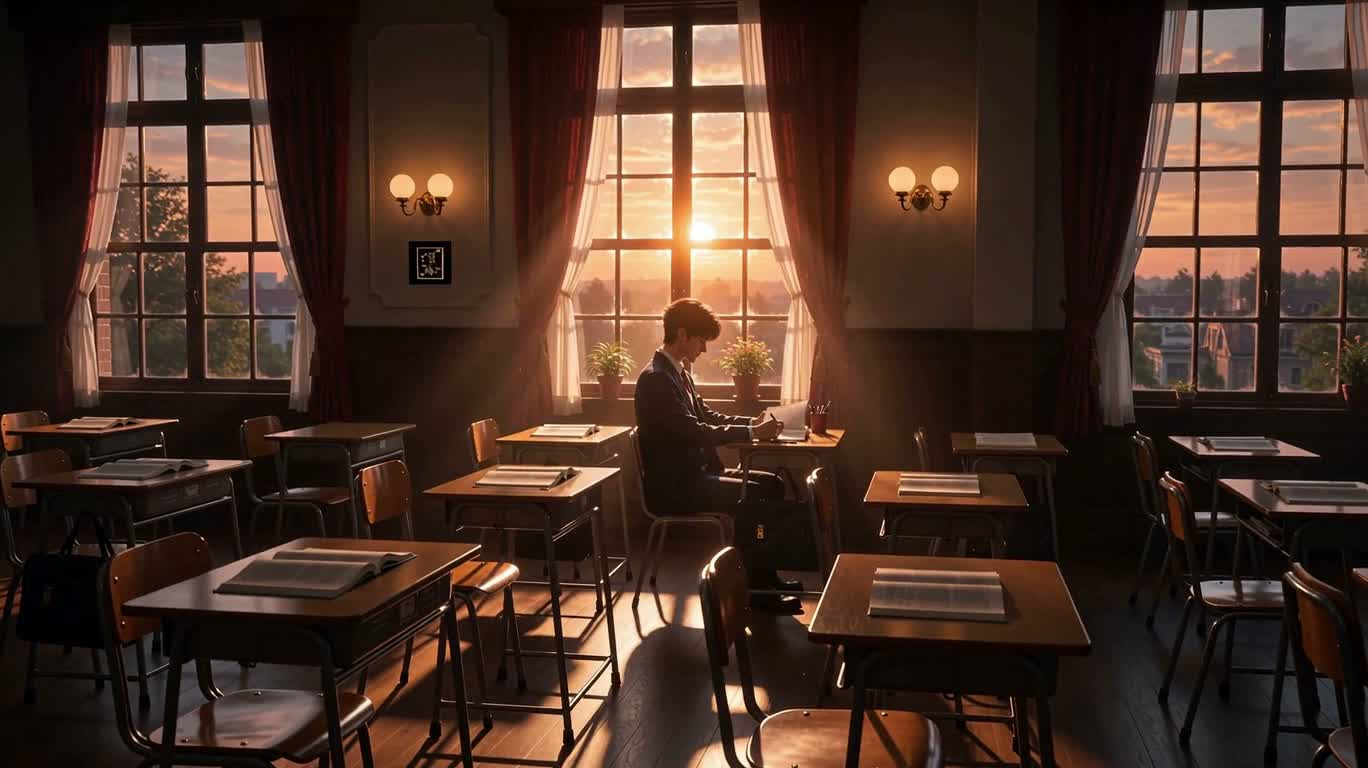 黄昏教室的三联画 — AI video creation