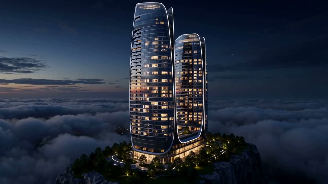 悬浮摩天楼的未来豪宅之旅 — AI video creation