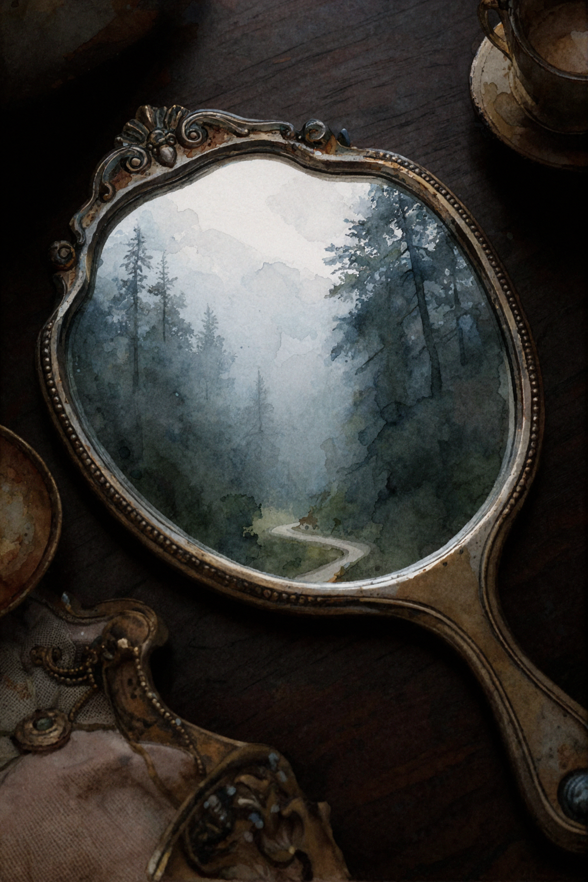 Лес в зеркале · Акварельный дневник — AI image creation